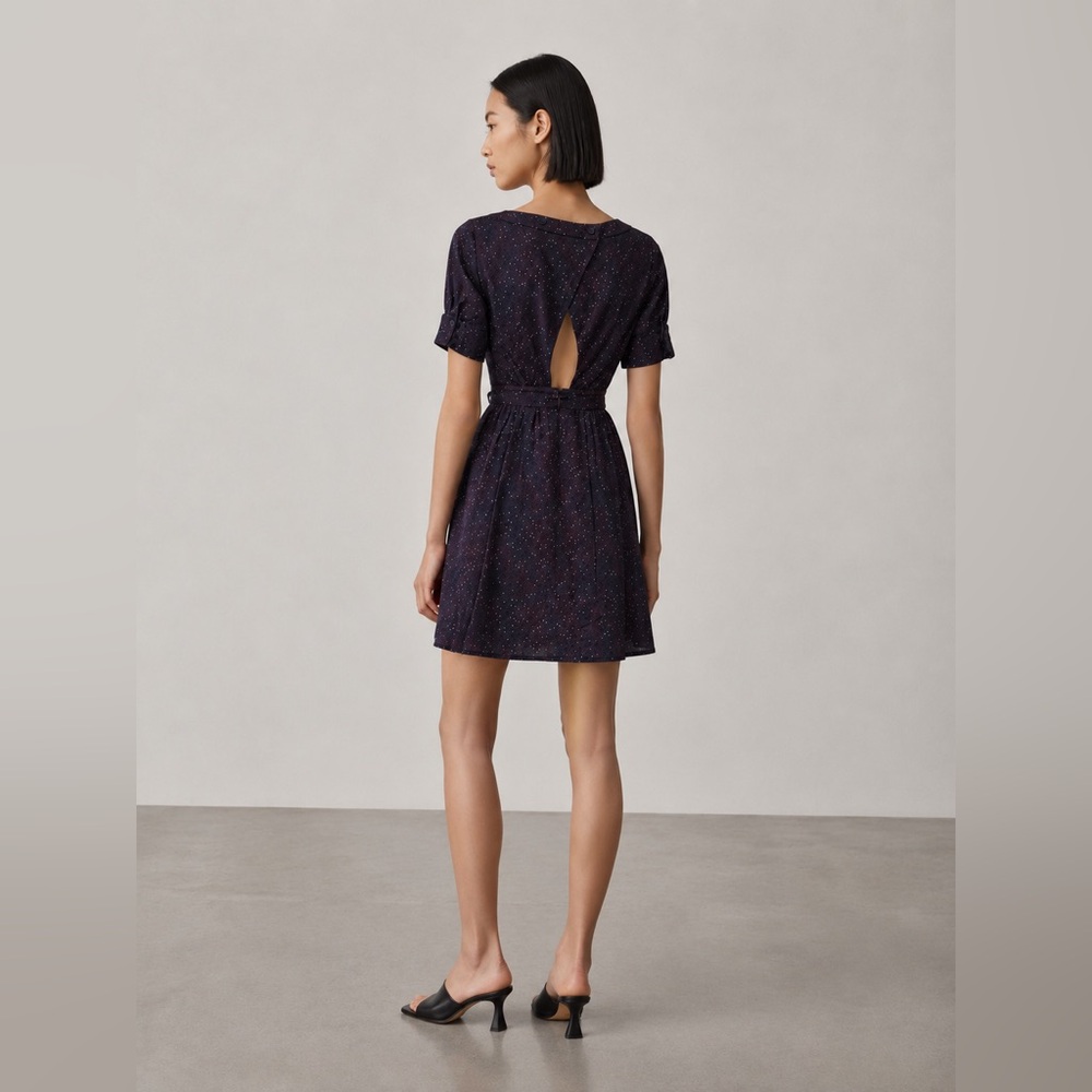 BCBGeneration - Celestial Print Open-Back Fit & Flare Dress | Navy Elegant
